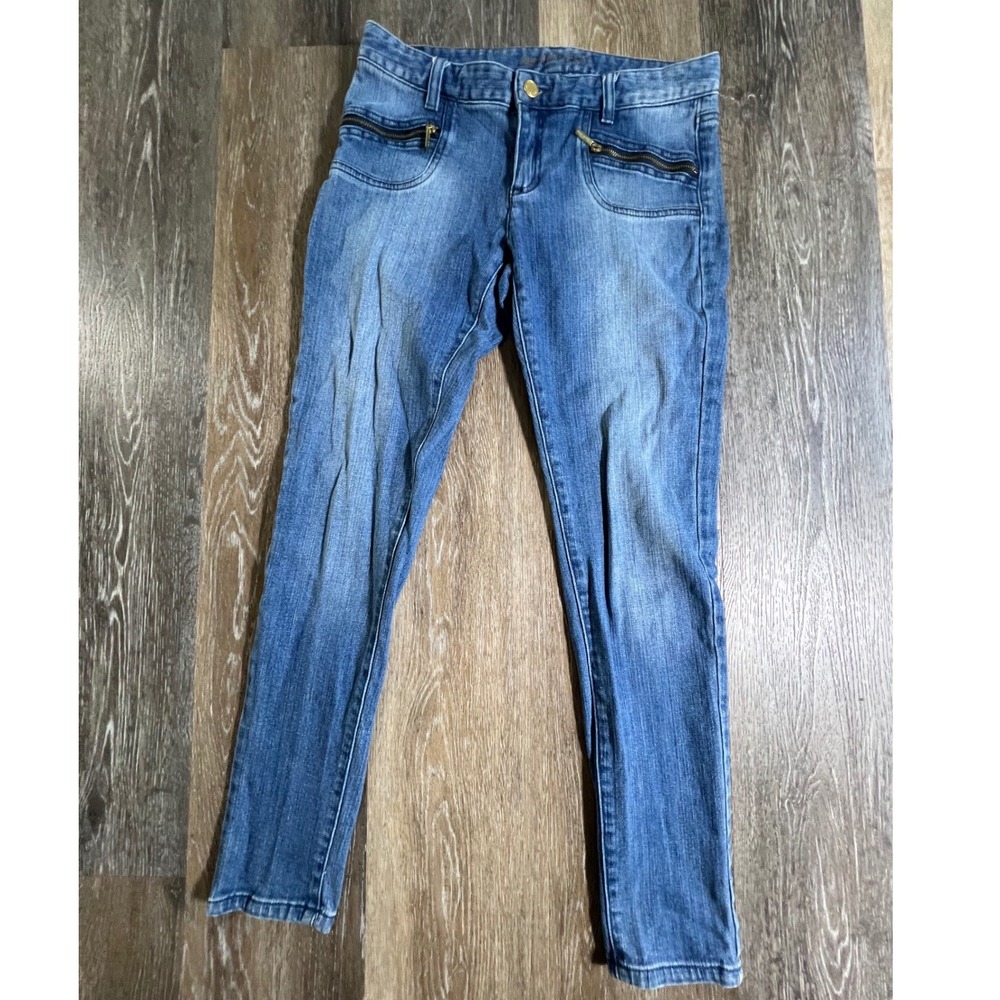 Michael Kors Skinny Jeans Womens 4 Blue Medium Wash Zipper Pocket Details